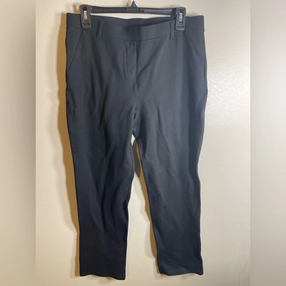 Quince Black Ultra-Stretch Ponte Straight Leg Pant / Black/ PL - Picture 4 of 7